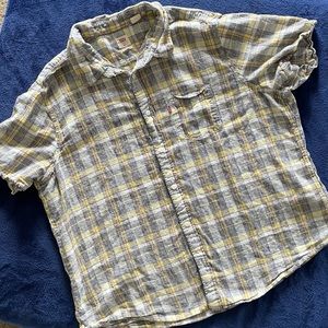 Levis Standard Fit Short Sleeve Button Up Shirt Multicolor‎ Plaid Mens XXL Linen